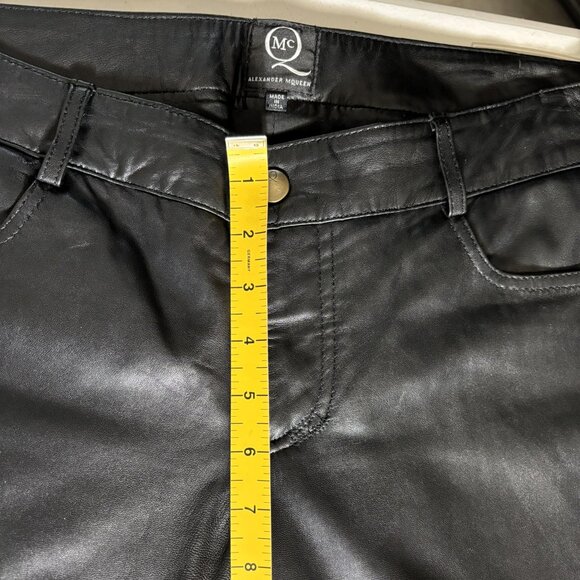 McQ by Alexander McQueen low-rise black lamb leather pants size 6 - Picture 7 of 17